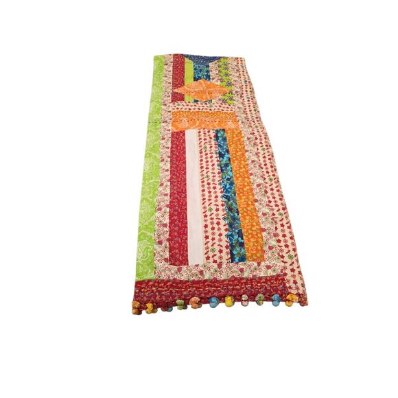 Handmade Quilted Table Runner Multicolor 84x16in Approximate - Picture 1 of 4